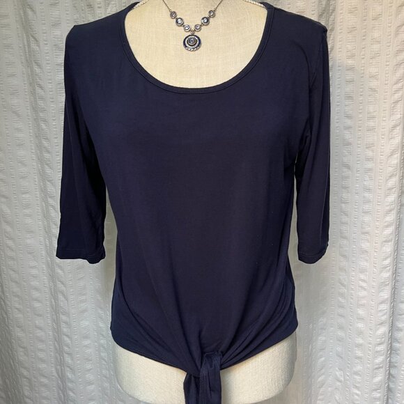 FINAL SALE - LAST CHANCE!  Great Cha Cha Vente Navy Top with 3/4 Sleeve - Picture 1 of 9
